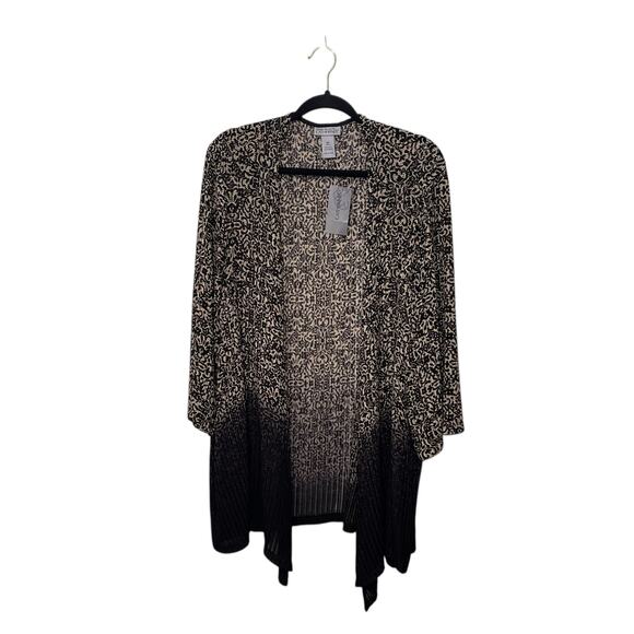Maggie Barnes Catherines NWT Open-Front Cardigan Plus Size 3X Black Brown Casual - Picture 1 of 7